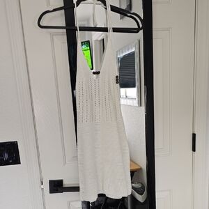 White Crochet Cover Up Dress Sz Sm